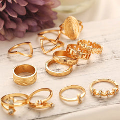 13 Piece Medallion Ring Set With Austrian Crystals 18K Gold Plated Ring ITALY Design - World's Finest - 