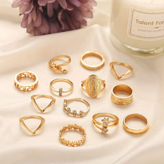13 Piece Medallion Ring Set With Austrian Crystals 18K Gold Plated Ring ITALY Design - World's Finest - 