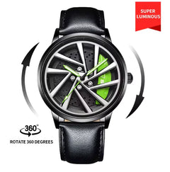 360° Rotating Quartz Sports Watch - Waterproof Car Rim Design for Men