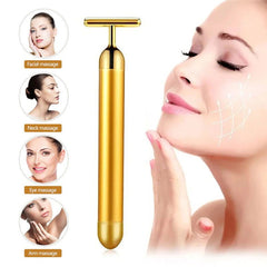 Energy 24K Gold T Beauty Bar Facial Roller Massager - World's Finest - 