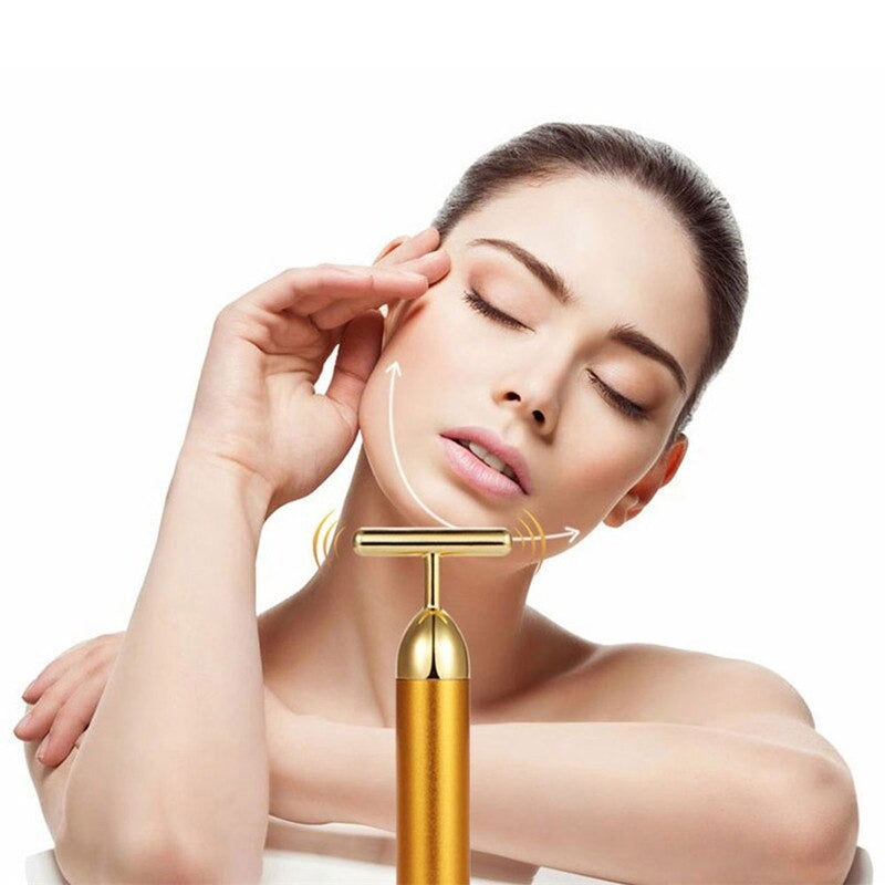 Energy 24K Gold T Beauty Bar Facial Roller Massager - World's Finest - 