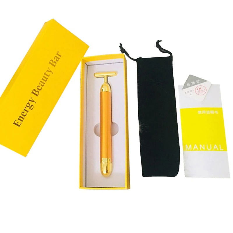 Energy 24K Gold T Beauty Bar Facial Roller Massager - World's Finest - 