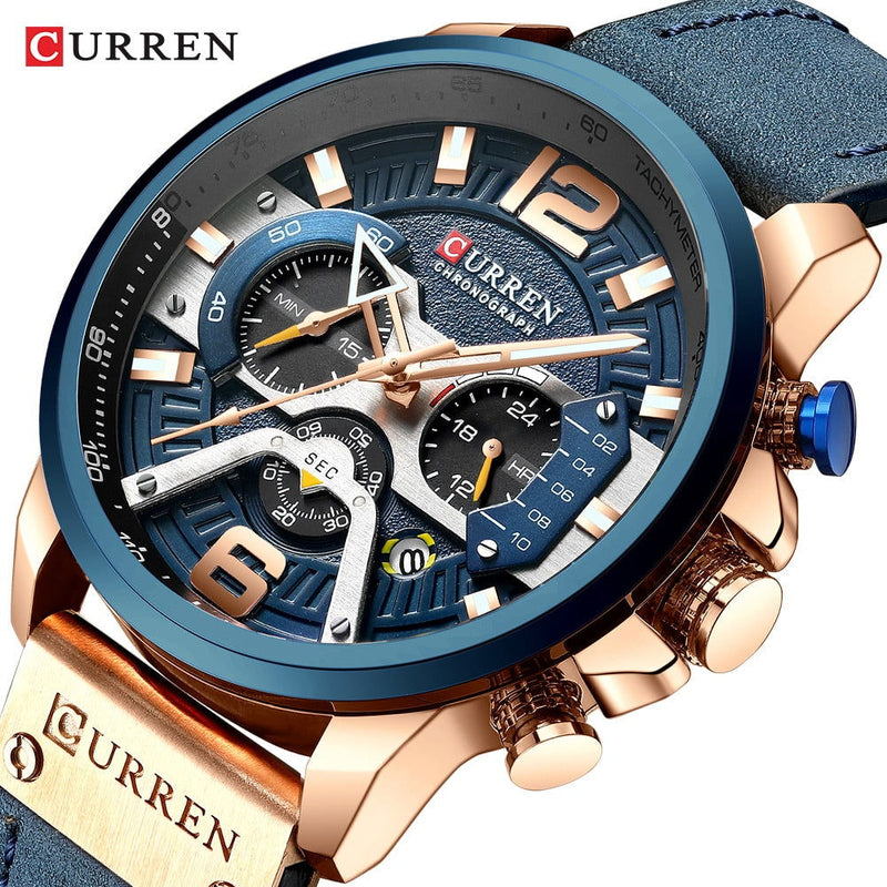 Military Leather Chronograph Wristwatch - World's Finest - 