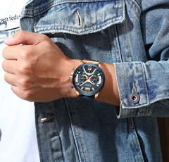 Military Leather Chronograph Wristwatch - World's Finest - 