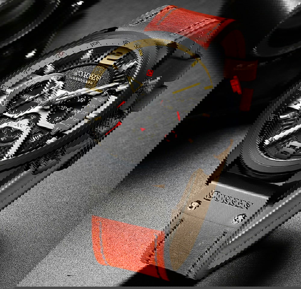 Military Leather Chronograph Wristwatch - World's Finest - 