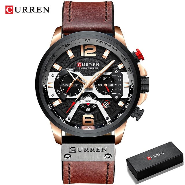 Military Leather Chronograph Wristwatch - World's Finest - 