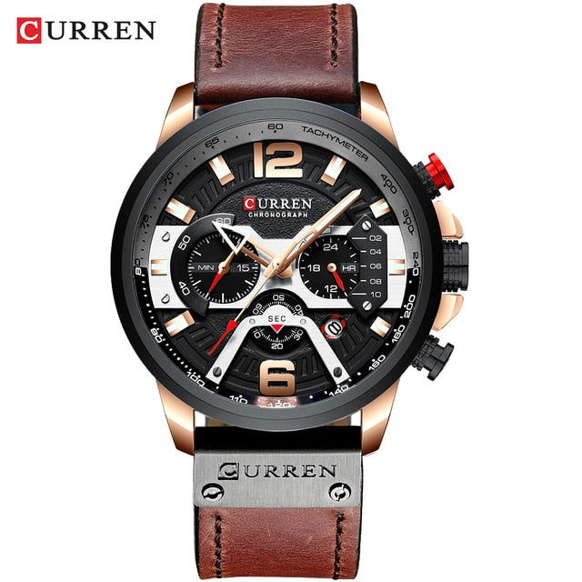 Military Leather Chronograph Wristwatch - World's Finest - 